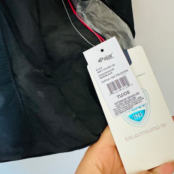 NEW PAJAR CANADA Black Nylon Ripstop Parachute Duffle Travel Bag Weekender Gym - Picture 12 of 15